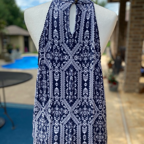 Xhilaration Navy/White with Coral Embroidery Top Size XXL (Juniors) - Picture 6 of 12